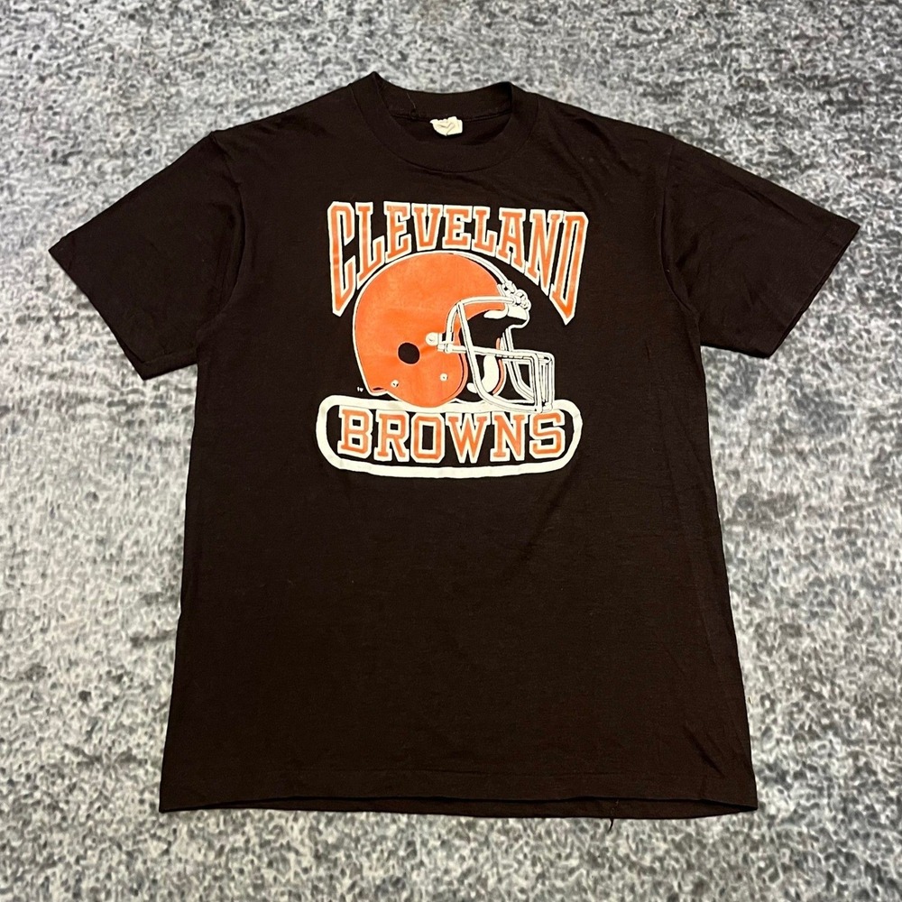 VTG 80s Cleveland Browns Logo 7 T Shirt Mens Large Brown Orange NFL Made In USA